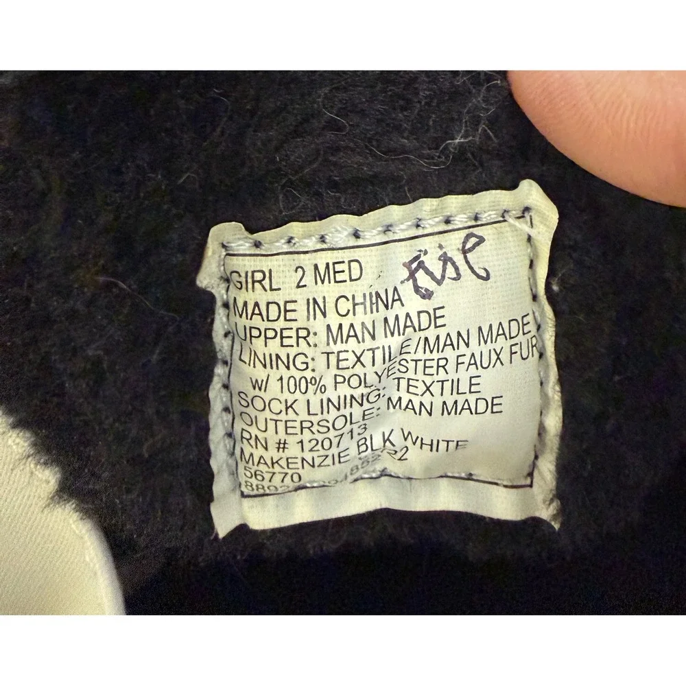 Totes Makenzie Girls Winter Boots‎ White Black Quilted Faux Fur Zip Size 2 Med